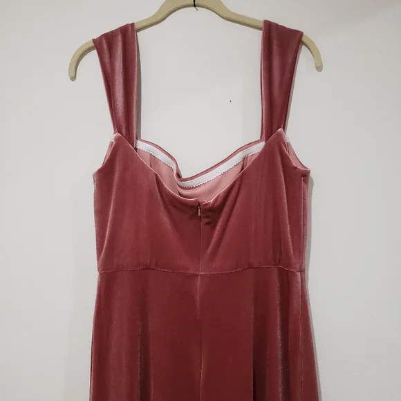 After Six Off the Shoulder Velvet Maxi Dress Gown Size 10R Tawny Rose Side Slit